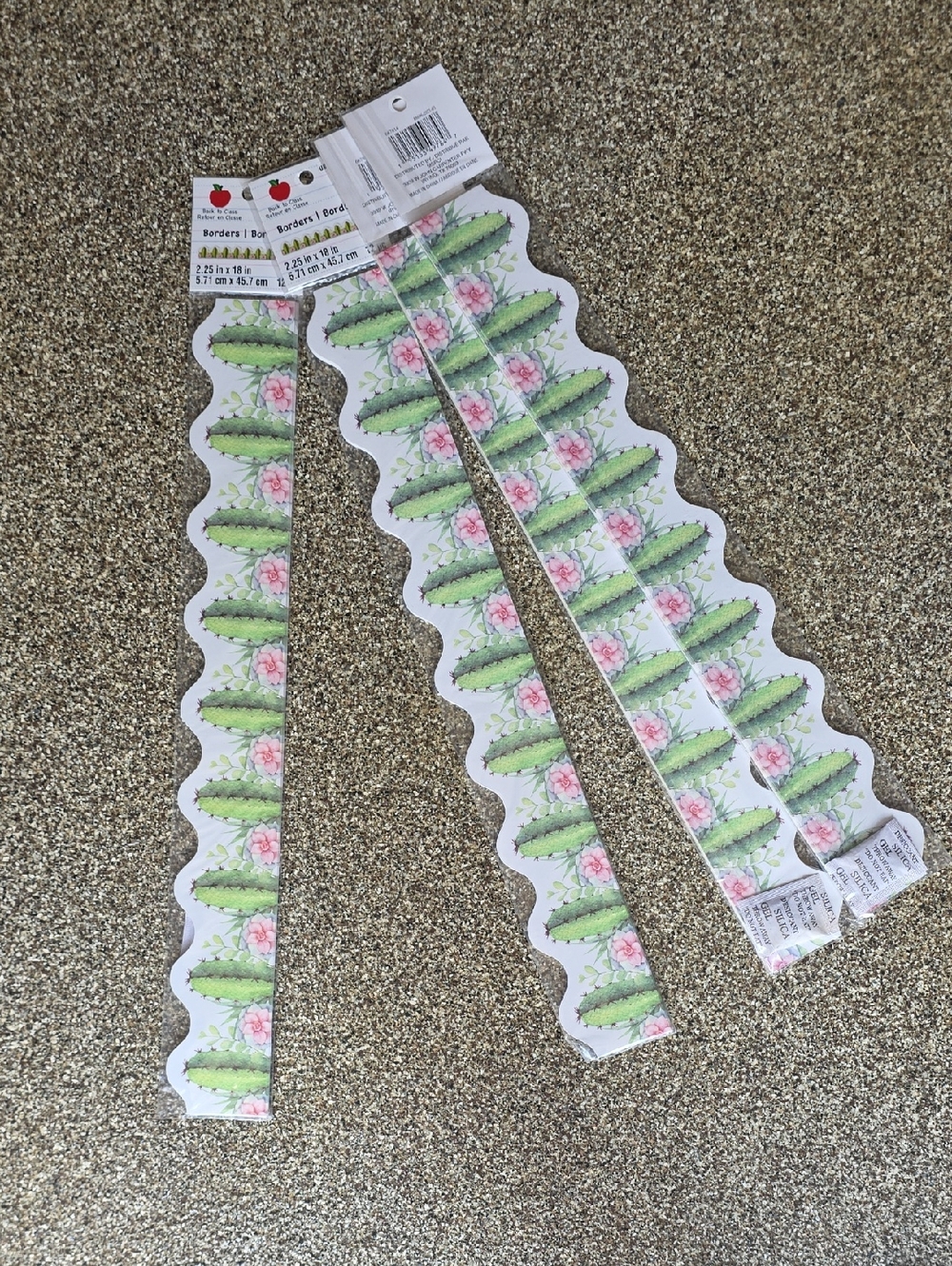 4 Packs Floral Cactus Scalloped Border Trim - Green & Pink 12 Pc Each